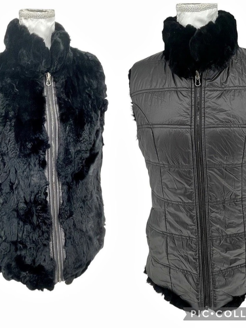 Linda Richards Rex Rabbit Fur Reversible Vest Size S Quiet Luxury Warm Full Zip